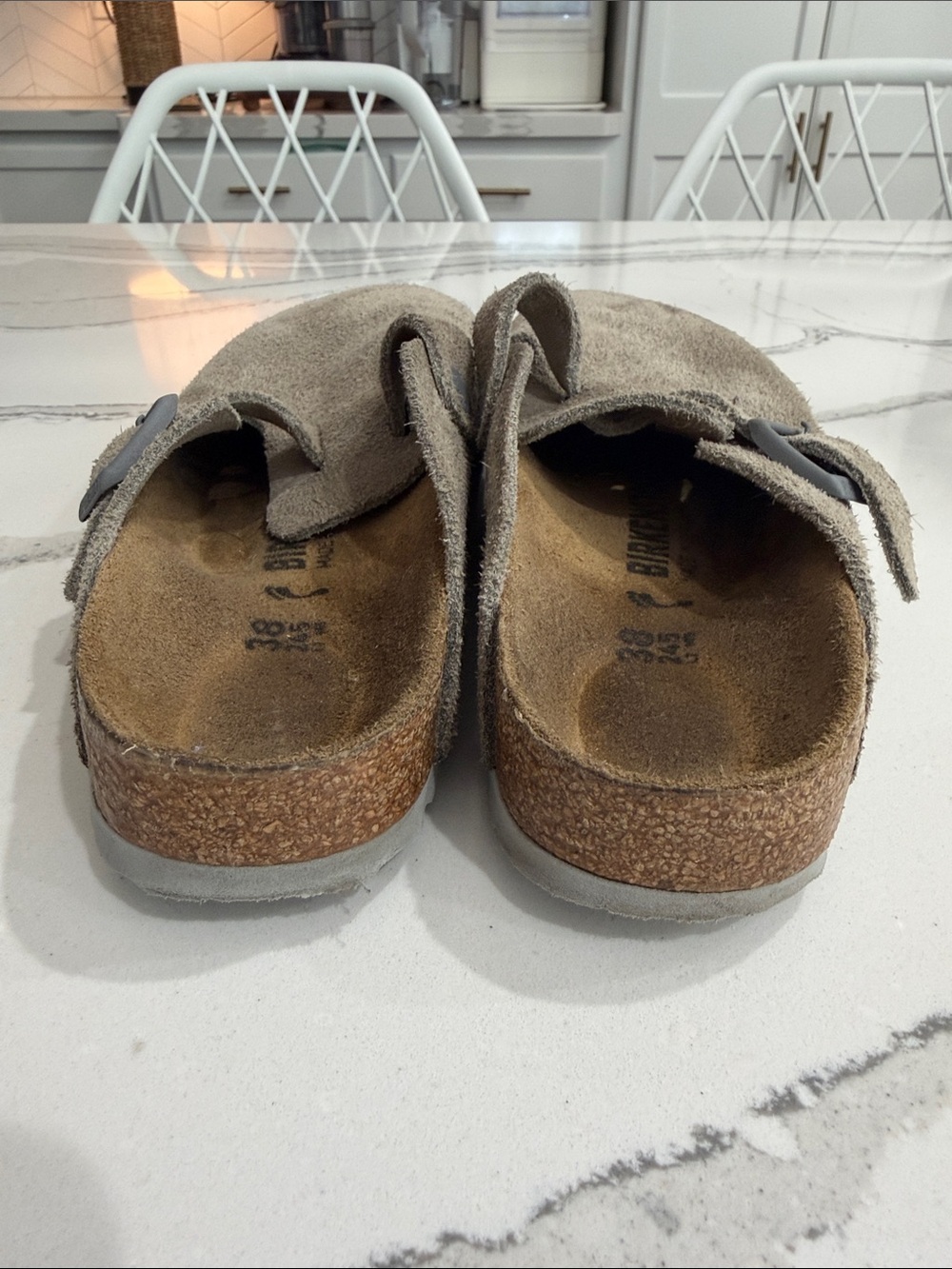 Birkenstock Suede Clog Mule in Taupe/Grey 38-7-7.5 W Men 5-5.5 - Picture 6 of 16